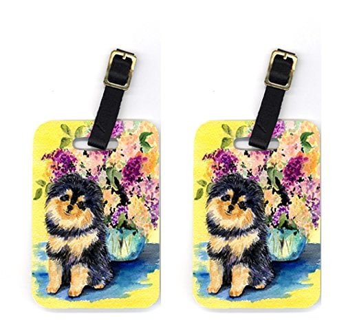 Pair of 2 Pomeranian Luggage Tags