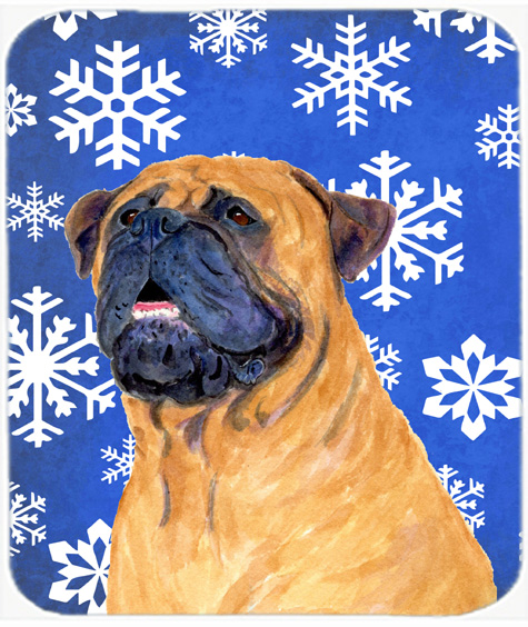 Mastiff Winter Snowflakes Holiday Mouse Pad, Hot Pad or Trivet