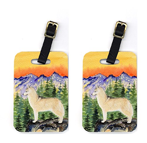 Pair of 2 Siberian Husky Luggage Tags