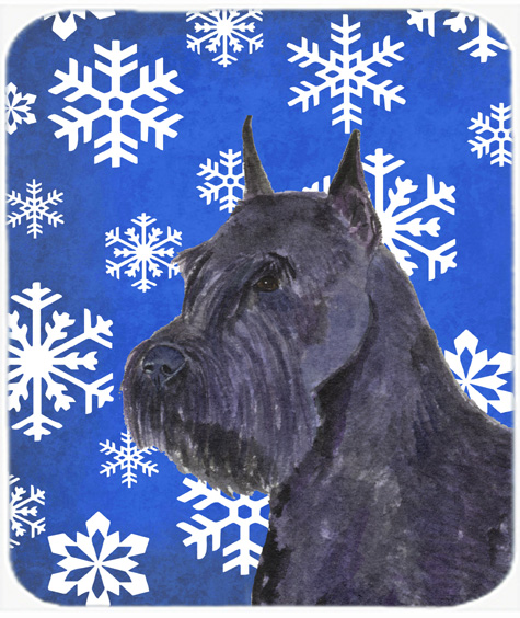 Schnauzer Winter Snowflakes Holiday Mouse Pad, Hot Pad or Trivet