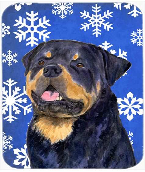 Rottweiler Winter Snowflakes Holiday Mouse Pad, Hot Pad or Trivet