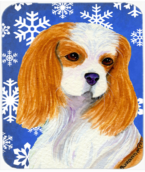 Cavalier Spaniel Winter Snowflakes Holiday Mouse Pad, Hot Pad or Trivet