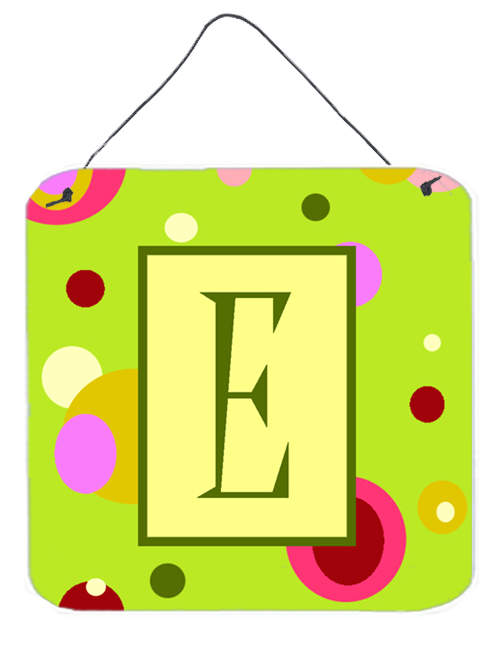 CJ1010-EDS66 Letter E Initial Monogram - Green Aluminium Metal Wall or Door Hanging Prints