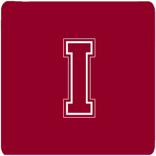 Set of 4 Monogram - Maroon and White Foam Coasters Initial Letter I