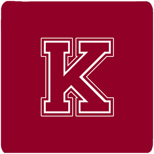 Set of 4 Monogram - Maroon and White Foam Coasters Initial Letter K