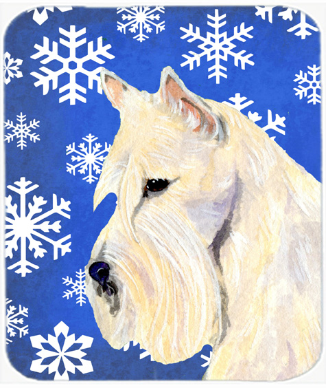 Scottish Terrier Winter Snowflakes Holiday Mouse Pad, Hot Pad or Trivet