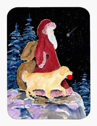 Santa Claus with Golden Retriever Mouse Pad & Hot Pad & Trivet