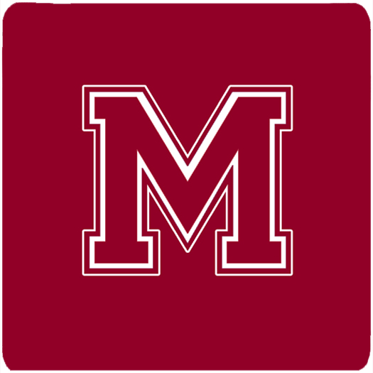 CJ1032-MFC Set of 4 Monogram - Maroon and White Foam Coasters Initial Letter M