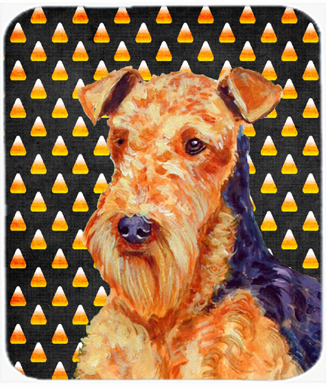 Airedale Candy Corn Halloween Portrait Mouse Pad, Hot Pad or Trivet