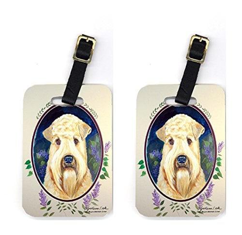 Pair of 2 Wheaten Terrier Soft Coated Luggage Tags