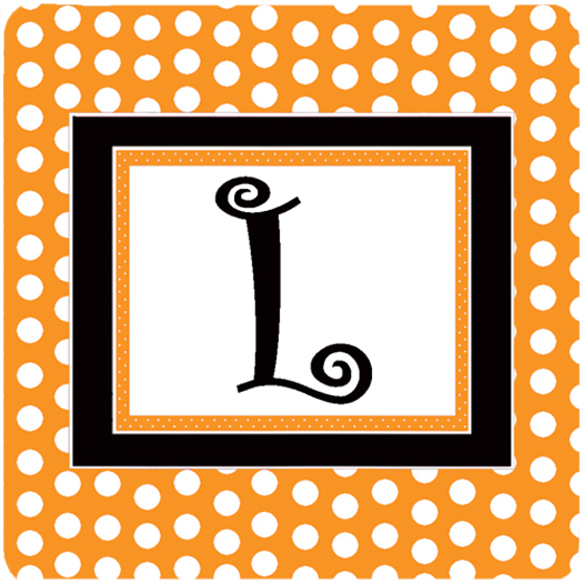 Set of 4 Monogram - Orange Polkadots Foam Coasters Initial Letter L