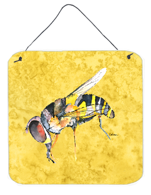 Bee on Yellow Aluminium Metal Wall or Door Hanging Prints