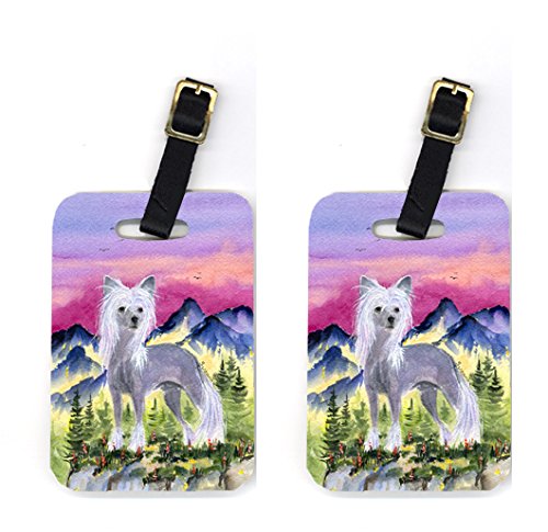 Pair of 2 Chinese Crested Luggage Tags