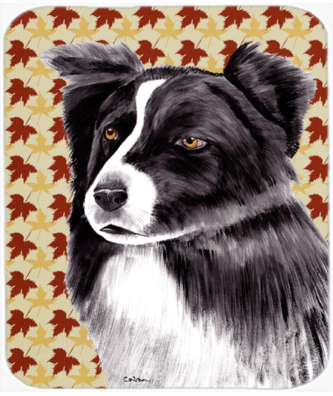 Border Collie Fall Leaves Portrait Mouse Pad, Hot Pad or Trivet