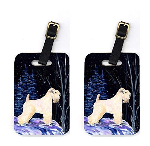 Pair of 2 Starry Night Wheaten Terrier Soft Coated Luggage Tags