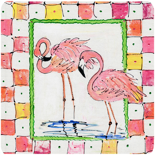 Set of 4 Bird - Flamingo Foam Coasters