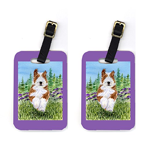 Pair of 2 Bearded Collie Luggage Tags