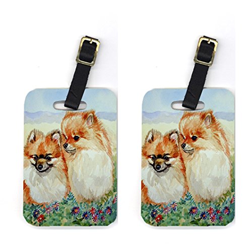 Pair of 2 Pomeranian Luggage Tags