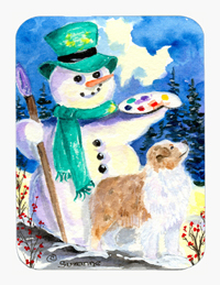 Snowman with Australian Shepherd Mouse Pad & Hot Pad & Trivet