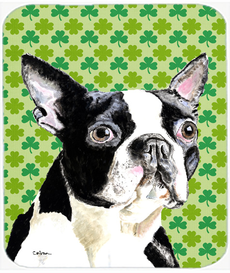 Boston Terrier St. Patricks Day Shamrock Portrait Mouse Pad, Hot Pad or Trivet