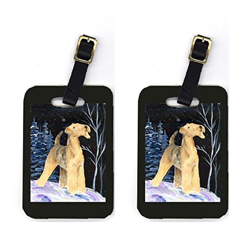 Pair of 2 Starry Night Airedale Luggage Tags