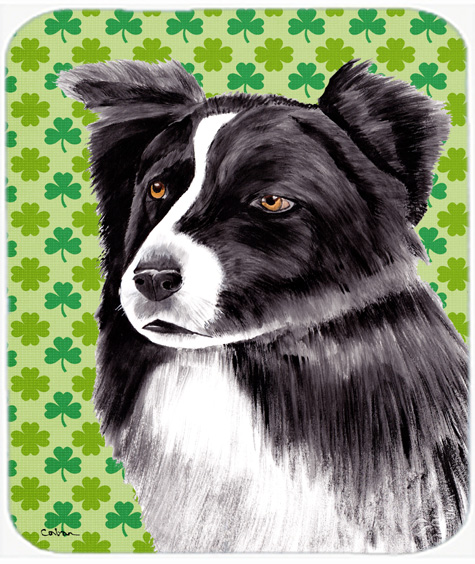 Border Collie St. Patricks Day Shamrock Portrait Mouse Pad, Hot Pad or Trivet