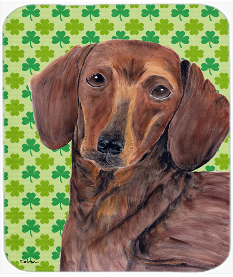 Dachshund St. Patricks Day Shamrock Portrait Mouse Pad, Hot Pad or Trivet