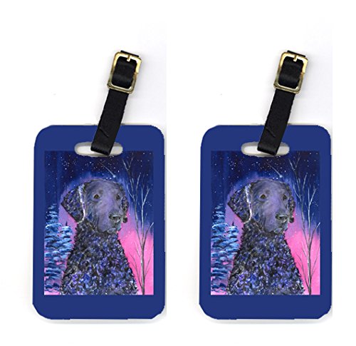 Pair of 2 Starry Night Curly Coated Retriever Luggage Tags