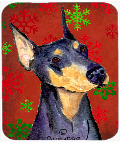 Doberman Snowflakes Holiday Christmas Mouse Pad, Hot Pad or Trivet