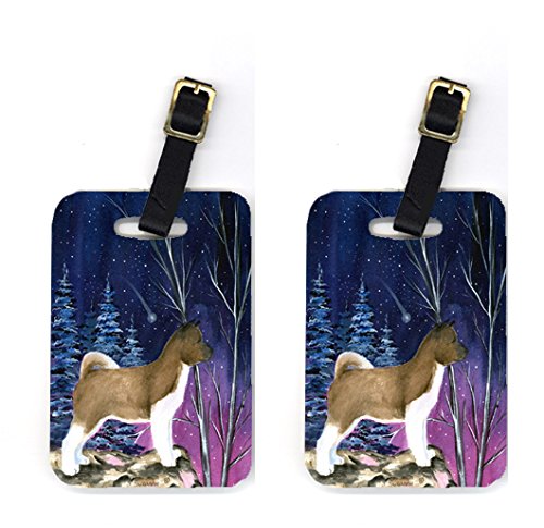Pair of 2 Starry Night Akita Luggage Tags