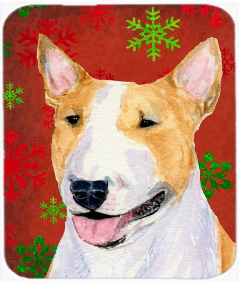 Bull Terrier Snowflakes Holiday Christmas Mouse Pad, Hot Pad or Trivet