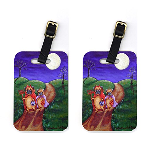 7281BT Pair of 2 Trick or Treat Halloween Pug Luggage Tags