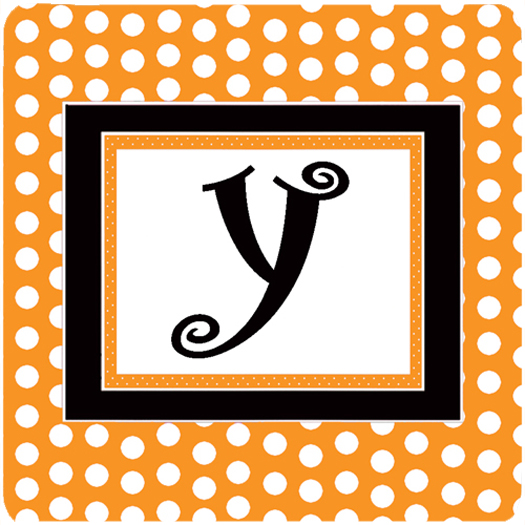 Monogram - Orange Polkadots Foam Coasters Initial Letter Y