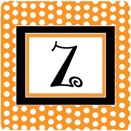 Monogram - Orange Polkadots Foam Coasters Initial Letter Z