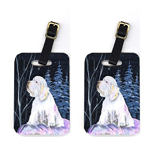Pair of 2 Clumber Spaniel Luggage Tags