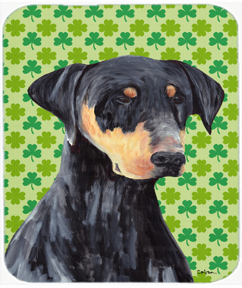 Doberman St. Patricks Day Shamrock Portrait Mouse Pad, Hot Pad or Trivet