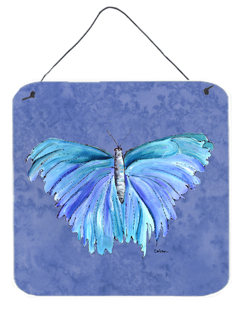 8855DS66 Butterfly on Slate Blue Aluminium Metal Wall or Door Hanging Prints