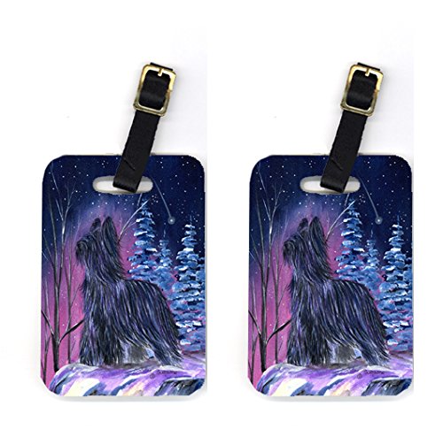 Pair of 2 Starry Night Briard Luggage Tags