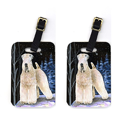 Pair of 2 Starry Night Wheaten Terrier Soft Coated Luggage Tags