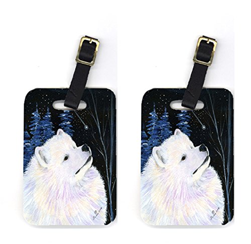 Pair of 2 Starry Night Samoyed Luggage Tags