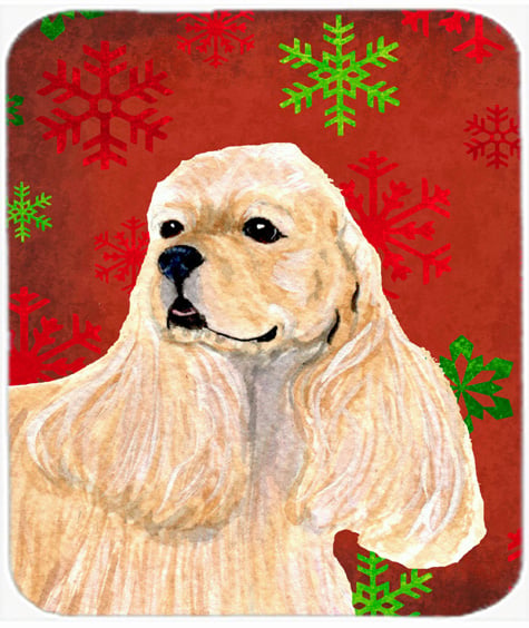 Cocker Spaniel Red and Green Snowflakes Christmas Mouse Pad, Hot Pad or Trivet