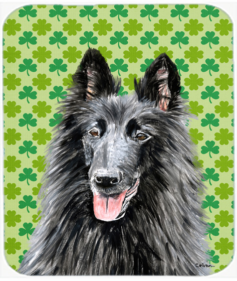 Belgian Sheepdog St. Patricks Day Shamrock Mouse Pad, Hot Pad or Trivet