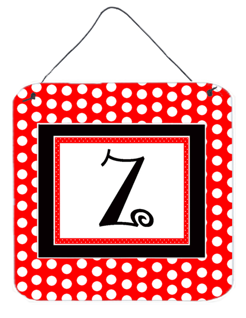 CJ1012-ZDS66 Letter Z Initial - Red Black Polka Dots Aluminium Metal Wall or Door Hanging Prints
