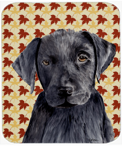 Labrador Black Fall Leaves Portrait Mouse Pad, Hot Pad or Trivet