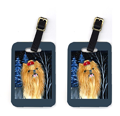 Pair of 2 Starry Night Yorkie Luggage Tags