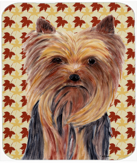Yorkie Fall Leaves Portrait Mouse Pad, Hot Pad or Trivet