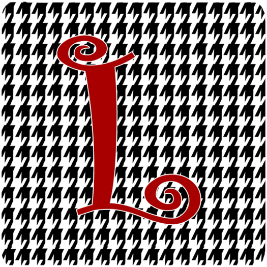 Set of 4 Monogram - Houndstooth Black Foam Coasters Initial Letter L