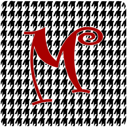 CJ1035-MFC Set of 4 Monogram - Houndstooth Black Foam Coasters Initial Letter M
