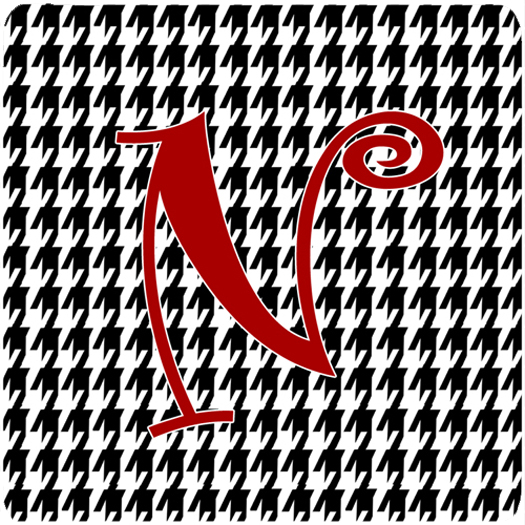 Monogram - Houndstooth Black Foam Coasters Initial Letter N