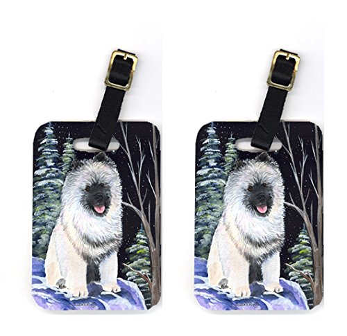 Pair of 2 Starry Night Keeshond Luggage Tags